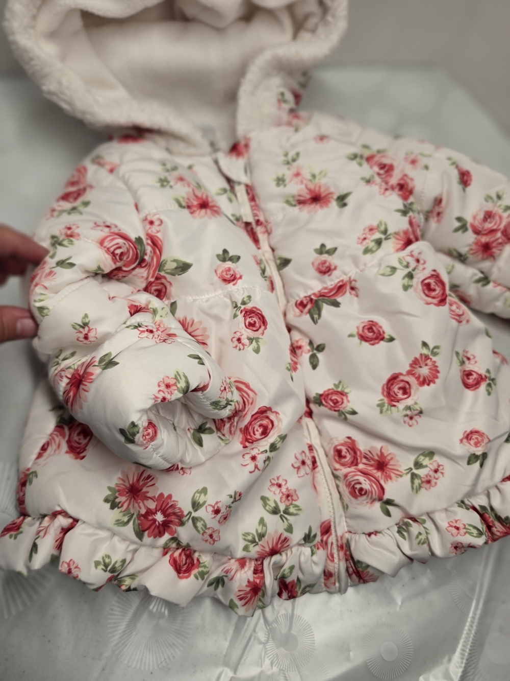 Little Me White Floral Baby Hooded Jacket